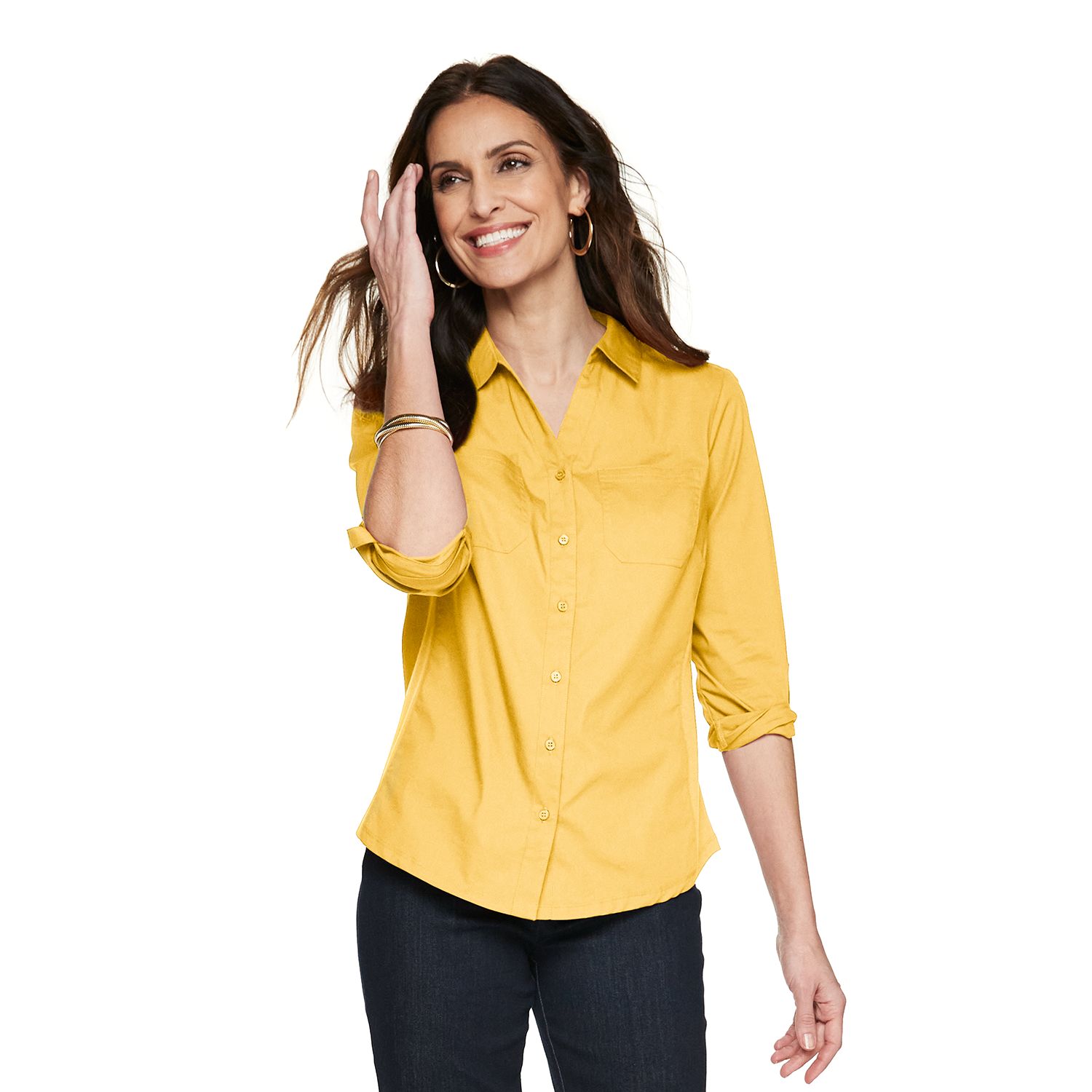 Womens Yellow Button Down Shirts ...